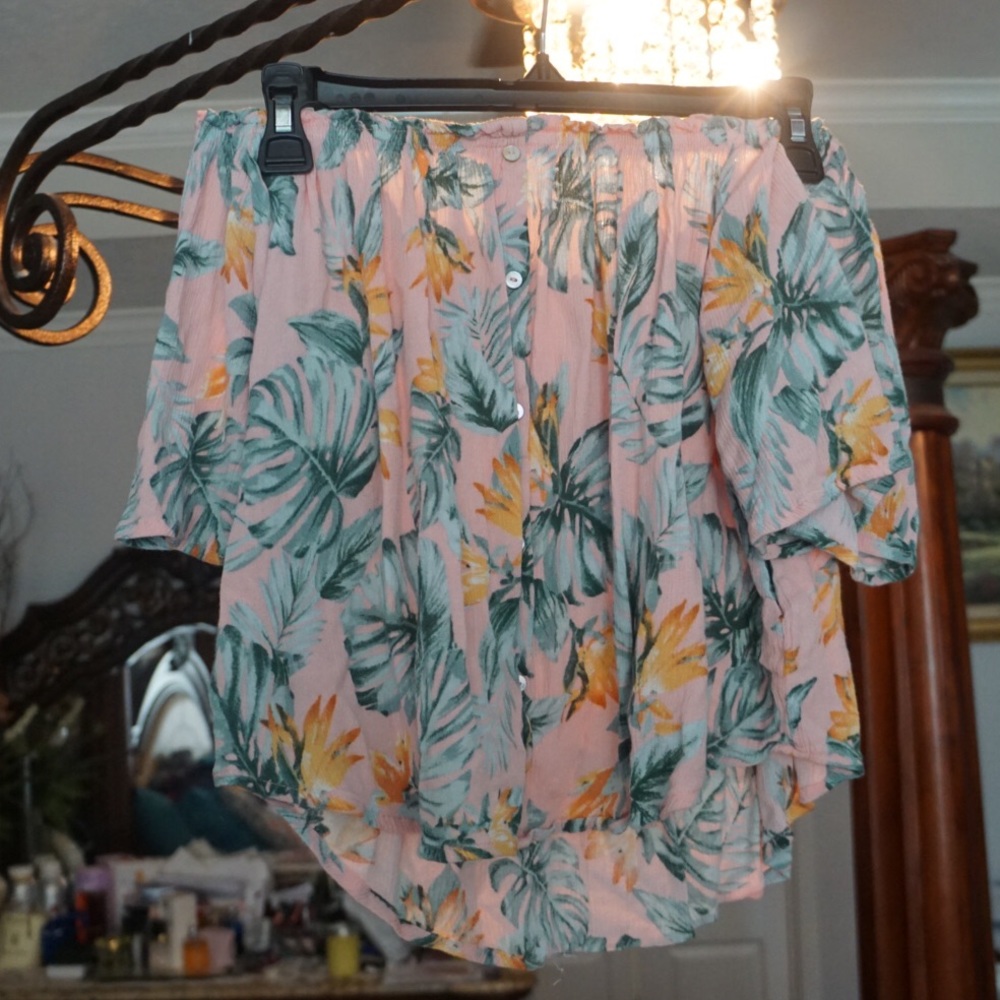Hawaiian Floral Off The Shoulder Top